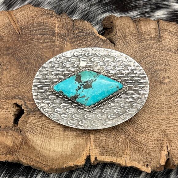 1990s Native American NAVAJO Contemporary Sterling & Turquoise Concho Belt Set main image 4